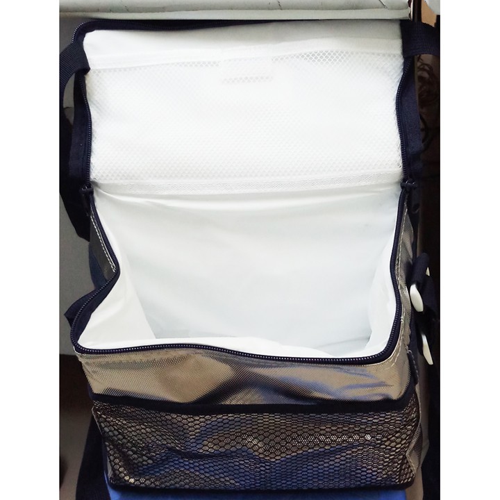 Túi giữ nhiệt, túi giữ lạnh cao cấp hình hộp ngang không thấm nước màu bạc dây đeo 26x15cm cao 20cm TX99