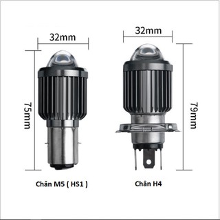 Đèn pha led xe máy bi cầu mini cos vàng pha trắng