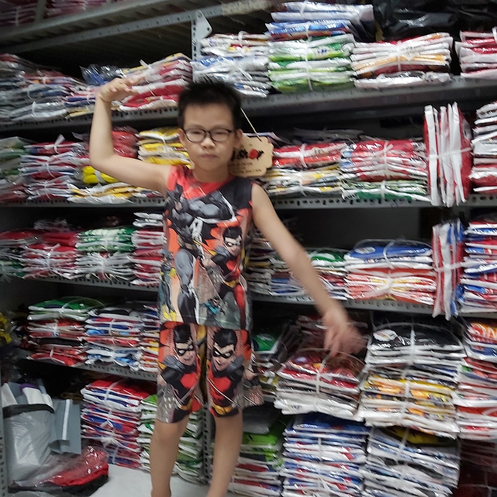 Bộ đồ bé trai sát nách siêu mát lạnh ngày hè hình người dơi