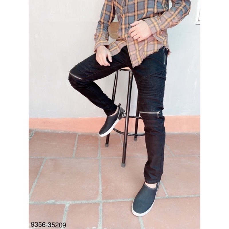 Quần bò nam vá nhăn phối khoá gối HOT⚜️ Quần jean AIMIRI vá nhăn nam phối khoá zip