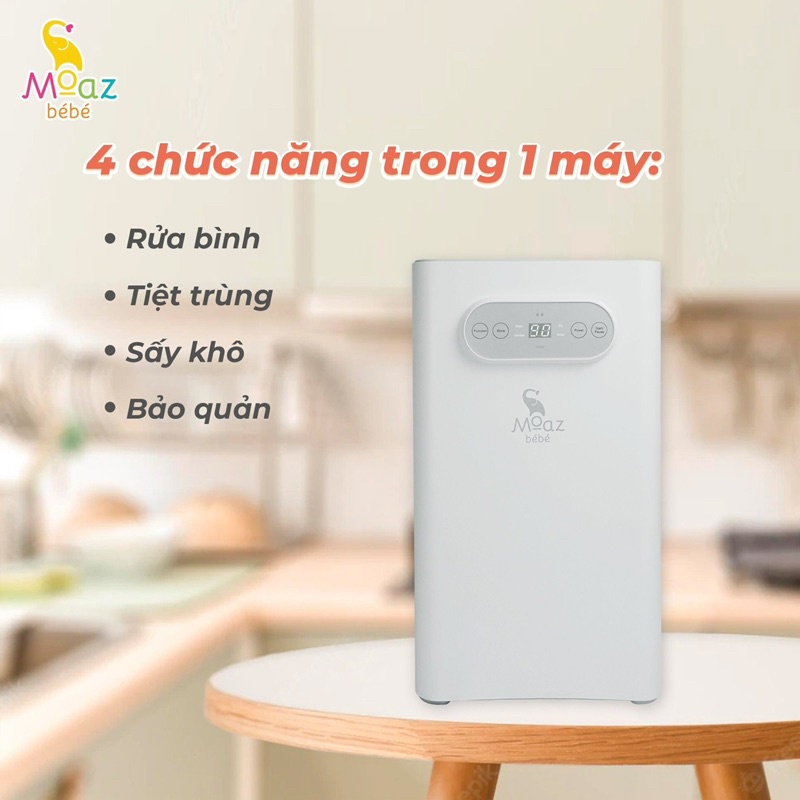 Máy rửa bình sữa tích hợp tiệt trùng, sấy khô moaz bébé mb-035 bảo hành chính hãng 12 tháng