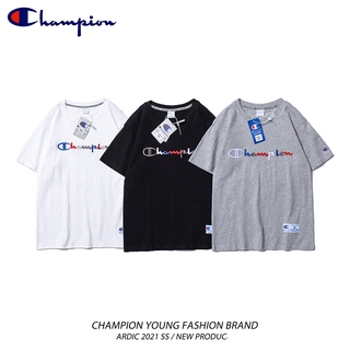 Áo Thun Cotton Thêu Chữ Champion Thời Trang Cho Nam Nữ