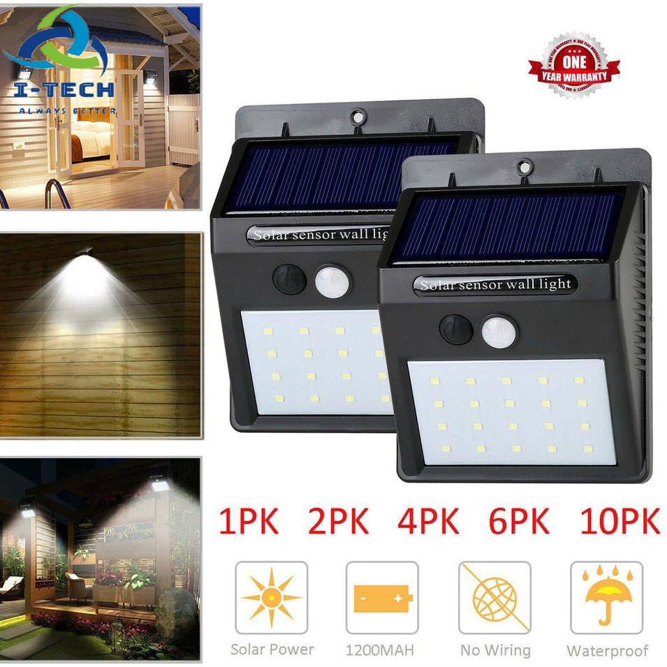 Set 2 Đèn Led 20 Bóng Gắn Tường Năng Lượng Mặt Trời Cảm Biến Chuyển Động