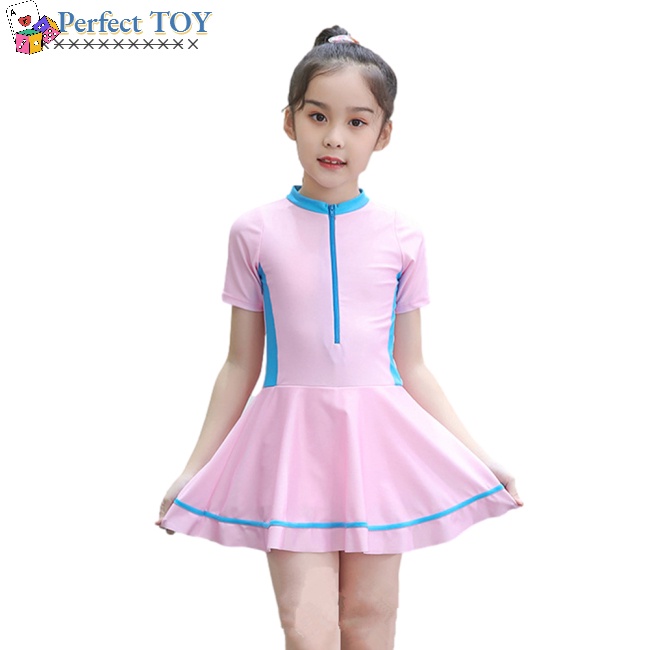 Đồ Bơi Một Mảnh Tay Ngắn Cho Bé Gái Từ 3-11 Tuổi