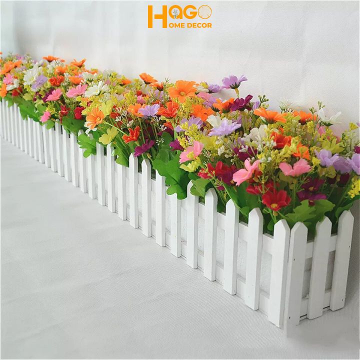 Hoa giả,Hàng rào gỗ,hàng rào hoa cỏ dài 50cm cắm nhiều mẫu trang trí nhà, decor