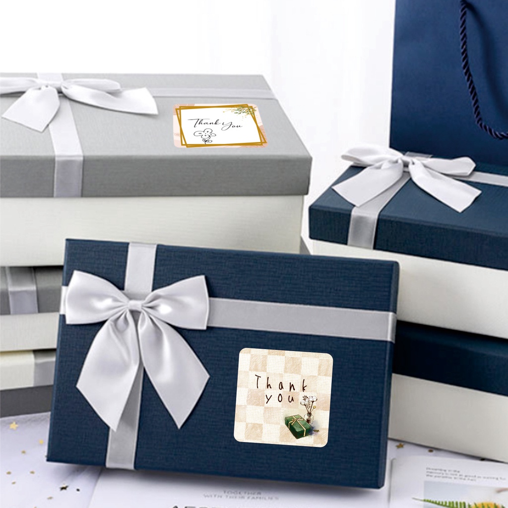 Set 300 Miếng Dán Hình Vuông In Chữ Thank You Dùng Để Trang Trí Quà Cưới