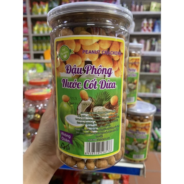 Đậu Phộng Nước Cốt Dừa Không Chiên, Vỏ Mỏng Nhân Dầy Thơm Ngon Hộp 500g