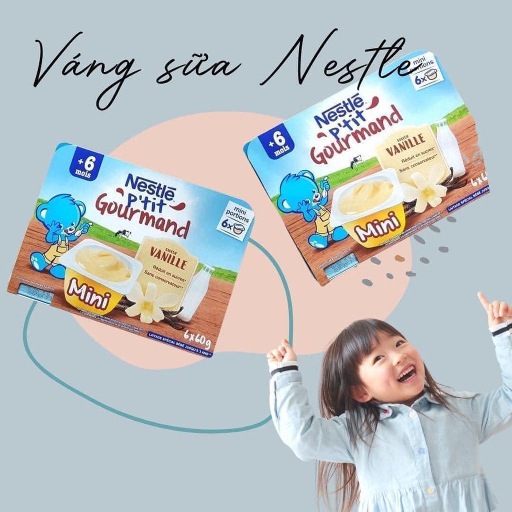 Váng Sữa Nguội Cho Bé Nestle Gourmand Vỉ 6 Hộp 60 Gr Vị Vani Thơm Ngon Nhiều Dinh Dưỡng Canxi Giúp Tăng Cân Cao Lớn