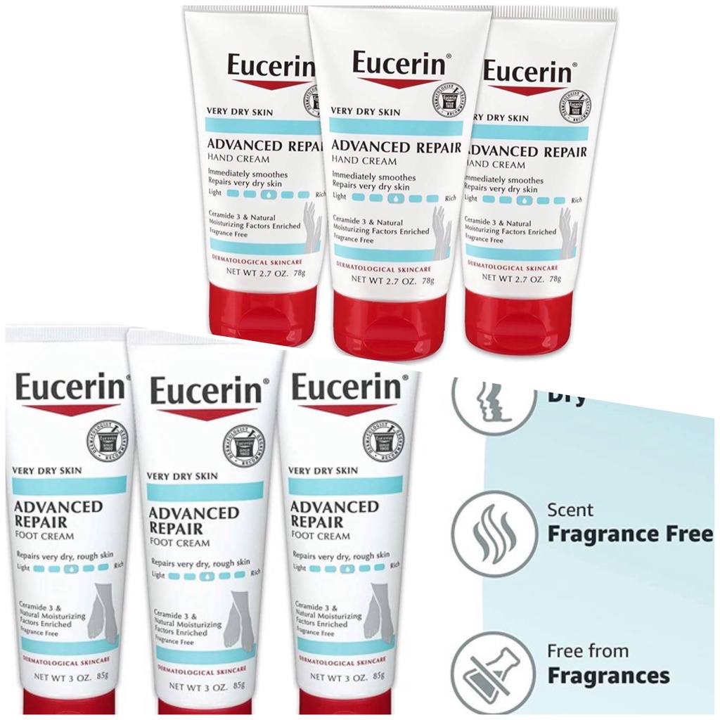 Kem dưỡng da tay, da chân Eucerin Advanced Repair Hand Creme, Foot Creme