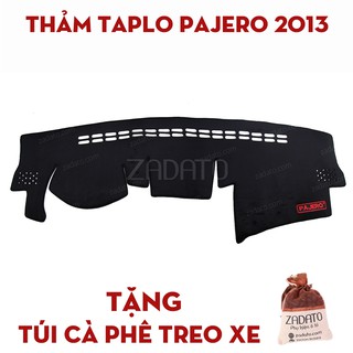 Thảm taplo mitsubishi pajero - thảm chống nóng taplo lông cừu - tặng: túi cafe treo xe