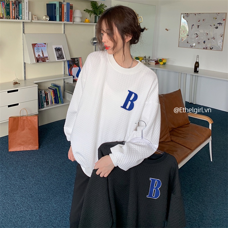 Áo sweater dài tay in họa tiết thời trang Hàn Quốc cho nữ