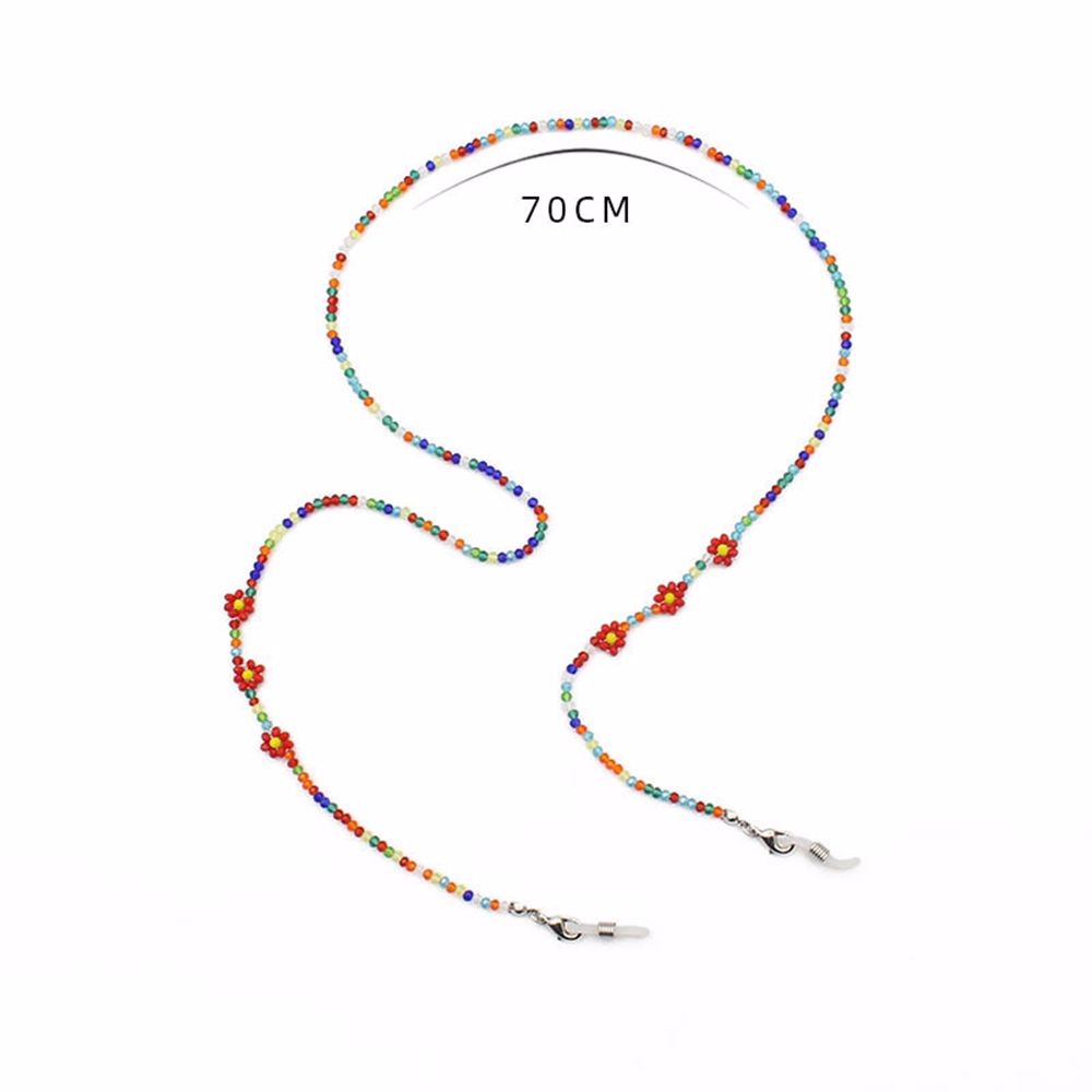Dây Đeo Mắt Kính Trong Suốt Đính Hạt In Chữ Nhiều Màu Sắc Phong Cách Hàn Quốc