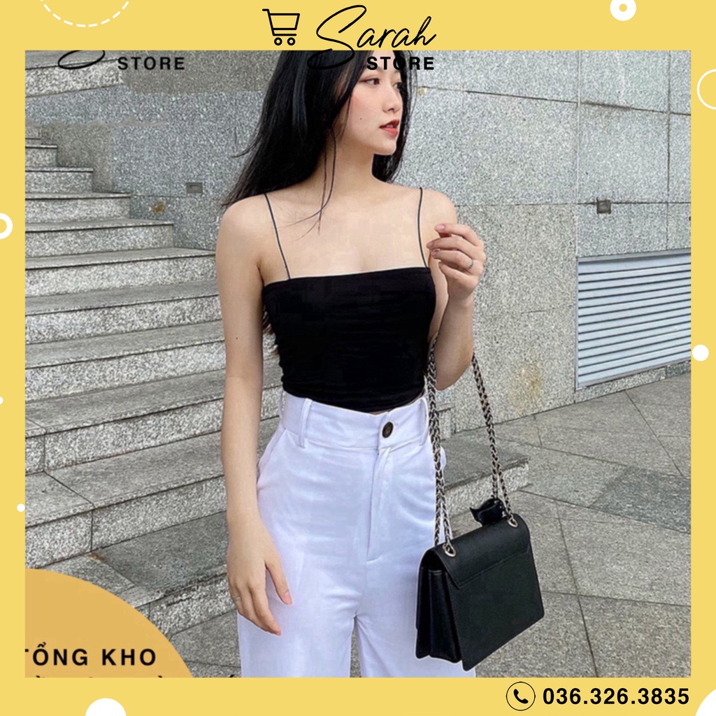Áo 2 Dây Sợi Bún Có Đệm Ngực, 2 Dây Mảnh Dáng Lửng
