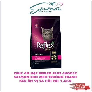 Thức ăn hạt Reflex Plus Choosy Salmon cho mèo trưởng thành kén ăn vị cá hồi túi 1,5kg