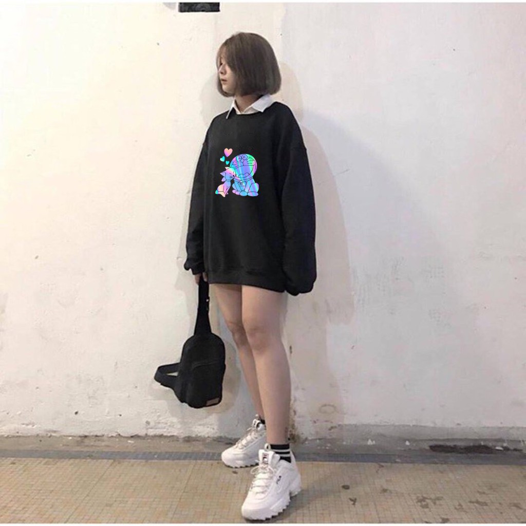 Áo Sweater nỉ quang unisex dài tay Doremon Tán Gái AS17 [ FREESHIP ]