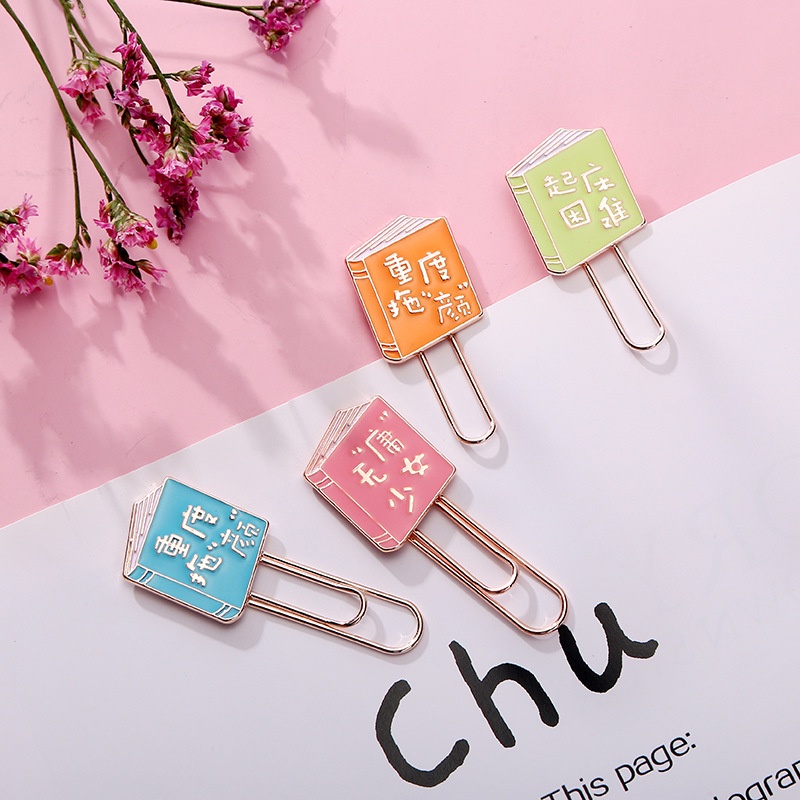 1 Kẹp Đánh Dấu Sách Bằng Kim Loại Họa Tiết Hoạt Hình Dễ Thương