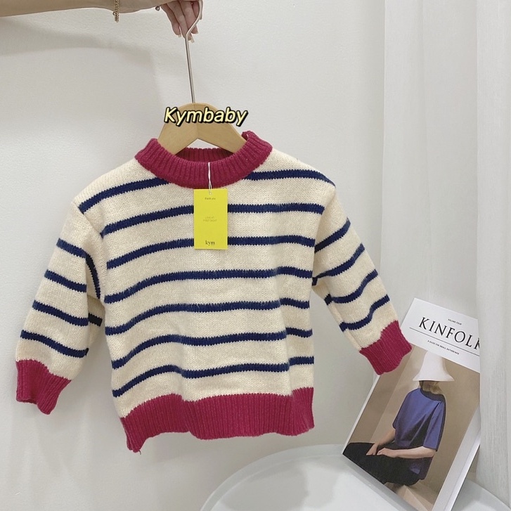 Áo len sọc mix màu chất liệu dệt kim phong cách thu đông Hàn Quốc cho bé A593