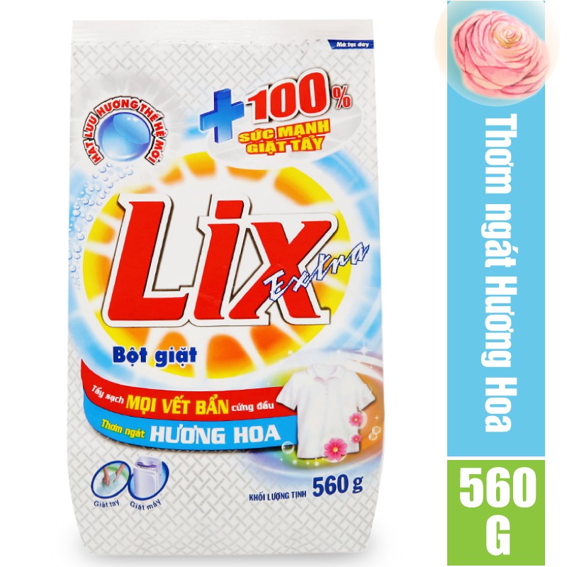 Bột giặt LIX Extra Hương Hoa 560G - Tẩy Sạch Cực Mạnh Vết Bẩn- EB560