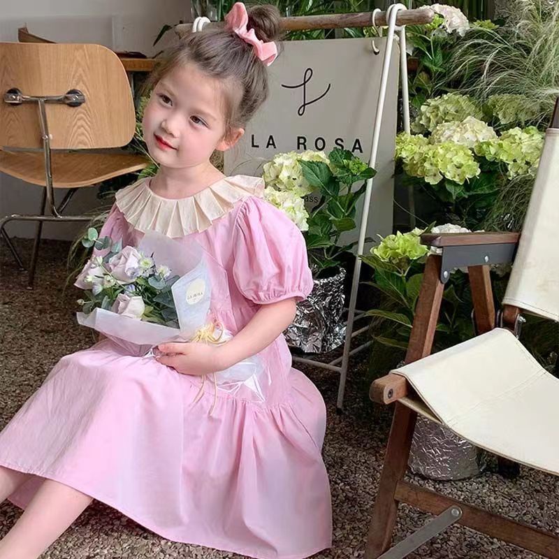 Đầm Công Chúa Tay Phồng Ngắn Hở Lưng Thời Trang Mùa Hè Phong Cách Hàn Quốc Mới Dành Cho Bé Gái