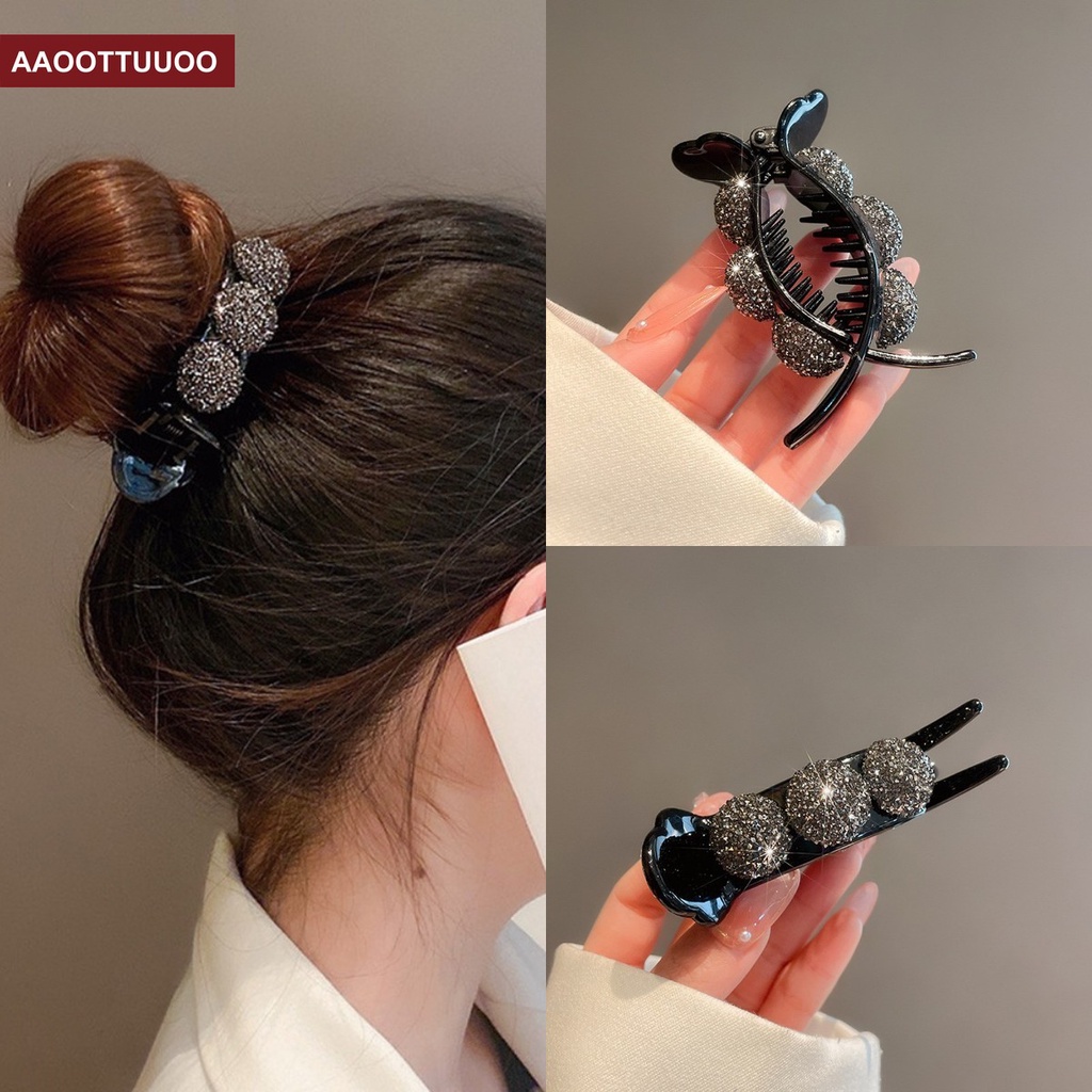 Kẹp Tóc Đính Đá Lấp Lánh Phong Cách Hàn Quốc Sang Trọng Cho Nữ