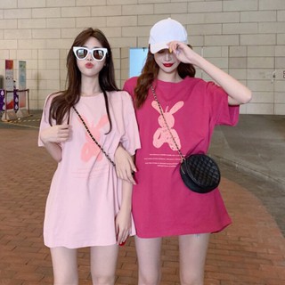 Áo Thun Oversize Fom Rộng In Thỏ Ulzzang Bạn Thân.