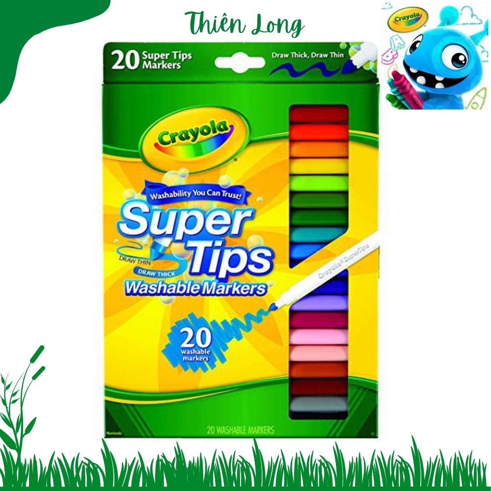 Bộ 20 cây Bút lông Dễ tẩy rửa Crayola Supertips - 588106 , Nét thanh nét đậm
