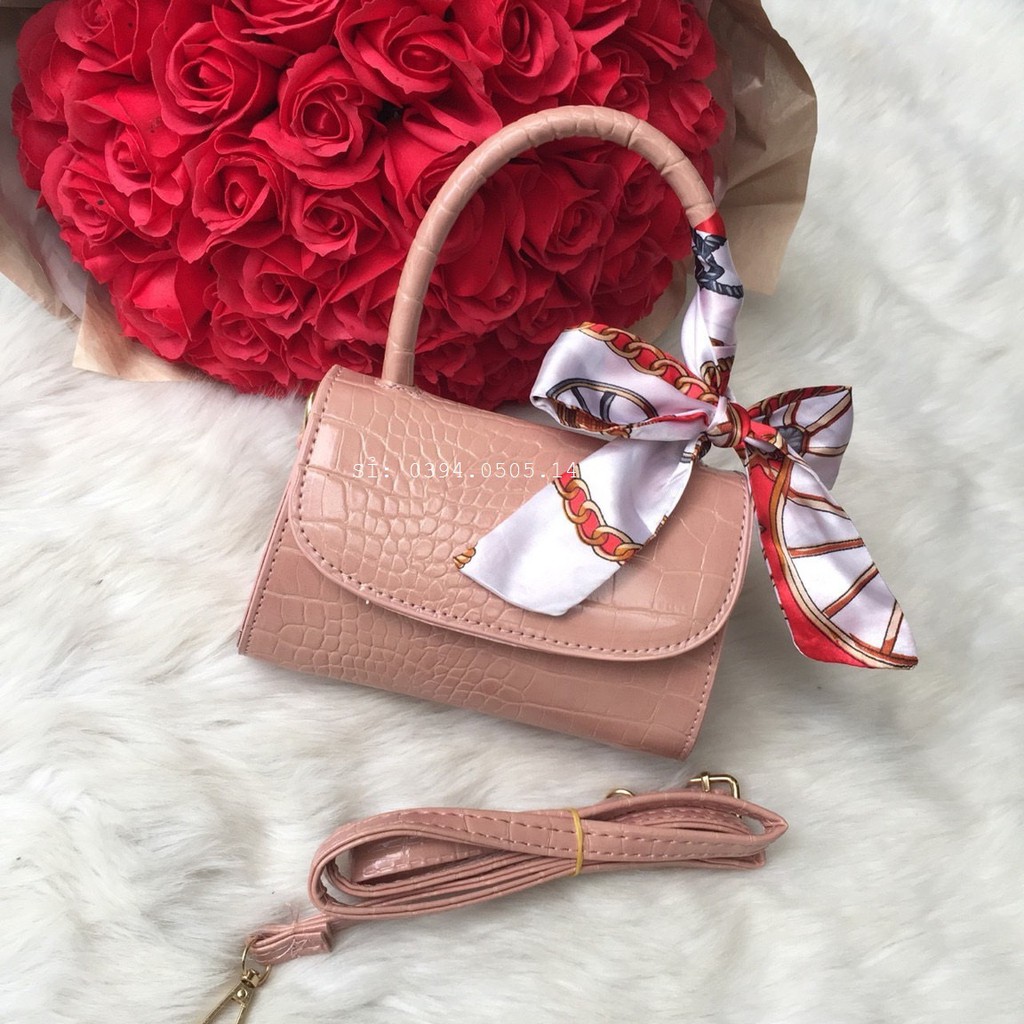 Túi Xách Nữ Giá Rẻ  ♥️FREESHIP♥️ Túi Đeo Chéo Nữ Vân Da Rắn Tặng Kèm Khăn 355