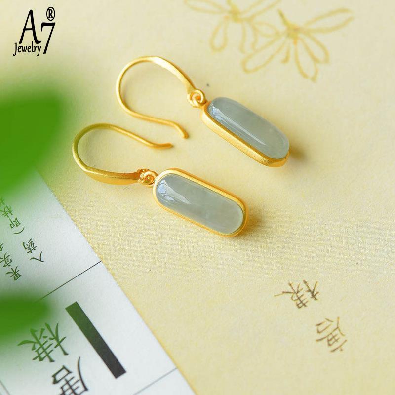 Bông Tai Bạc A7 S925 Đính Đá Ngọc Bích Đơn Giản Thời Trang Làm Quà Tặng Cho Ngày Valentine