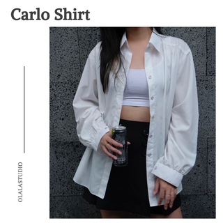 OLALASTUDIO Áo sơmi trắng kate silk Carlo Shirt