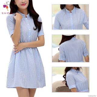 Đầm sơ mi kẻ sọc thời trang cho nữ