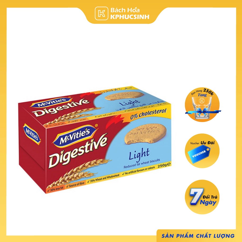 Bánh quy lúa mì nguyên cám ít béo mcvitie's digestive light 250g Kphucsinh