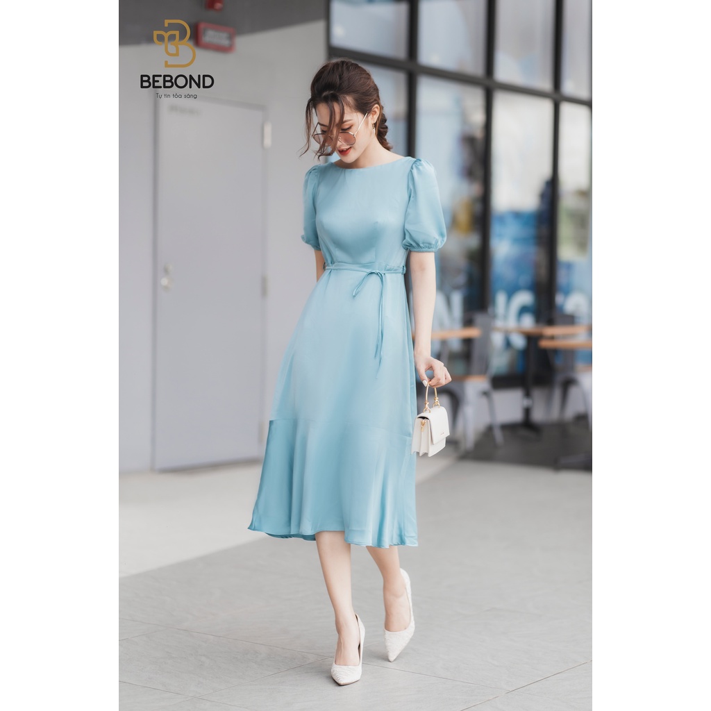 Đầm Thiết Kế Đuôi Cá BEBOND Cao Cấp - Váy Lụa Dự Tiệc Dáng Dài Trẻ Trung Thanh Lịch Màu Xanh Ngọc BBD01