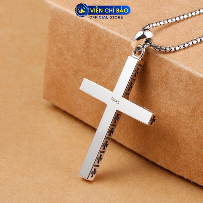 Mặt dây chuyền bạc nam thập giá đen chất liệu bạc Thái 925 Chữ thập Thánh giá thương hiệu Viễn Chí Bảo M100006