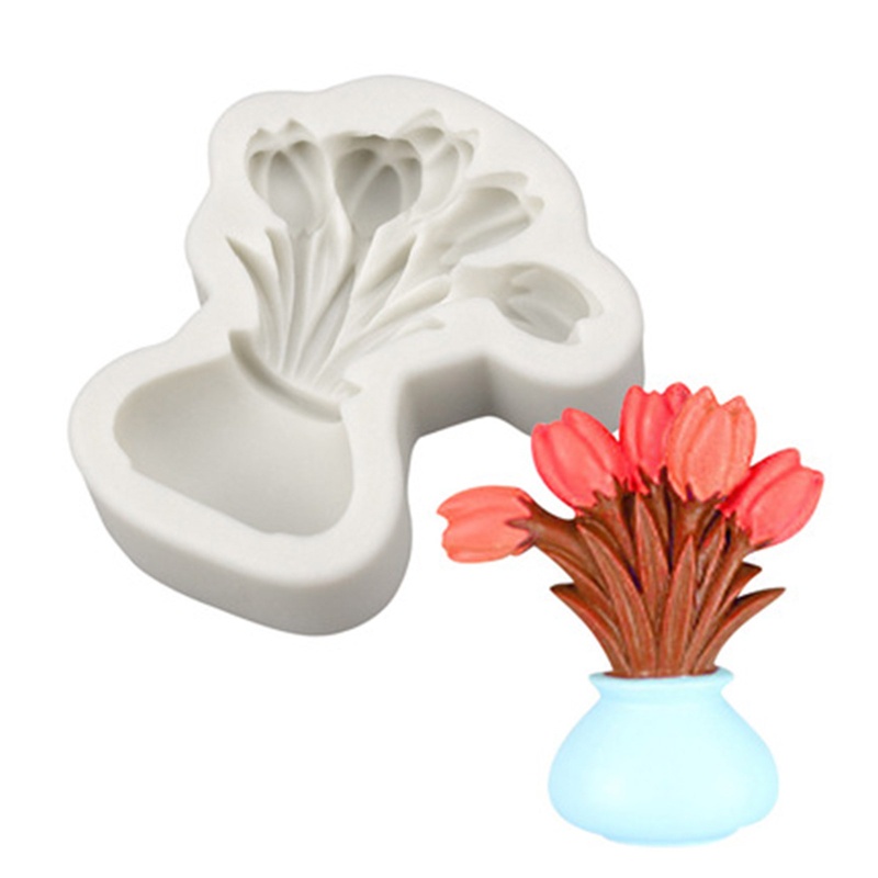 Khuôn Silicone Làm Sô Cô La Hình Lọ Hoa Tulip Xinh Xắn