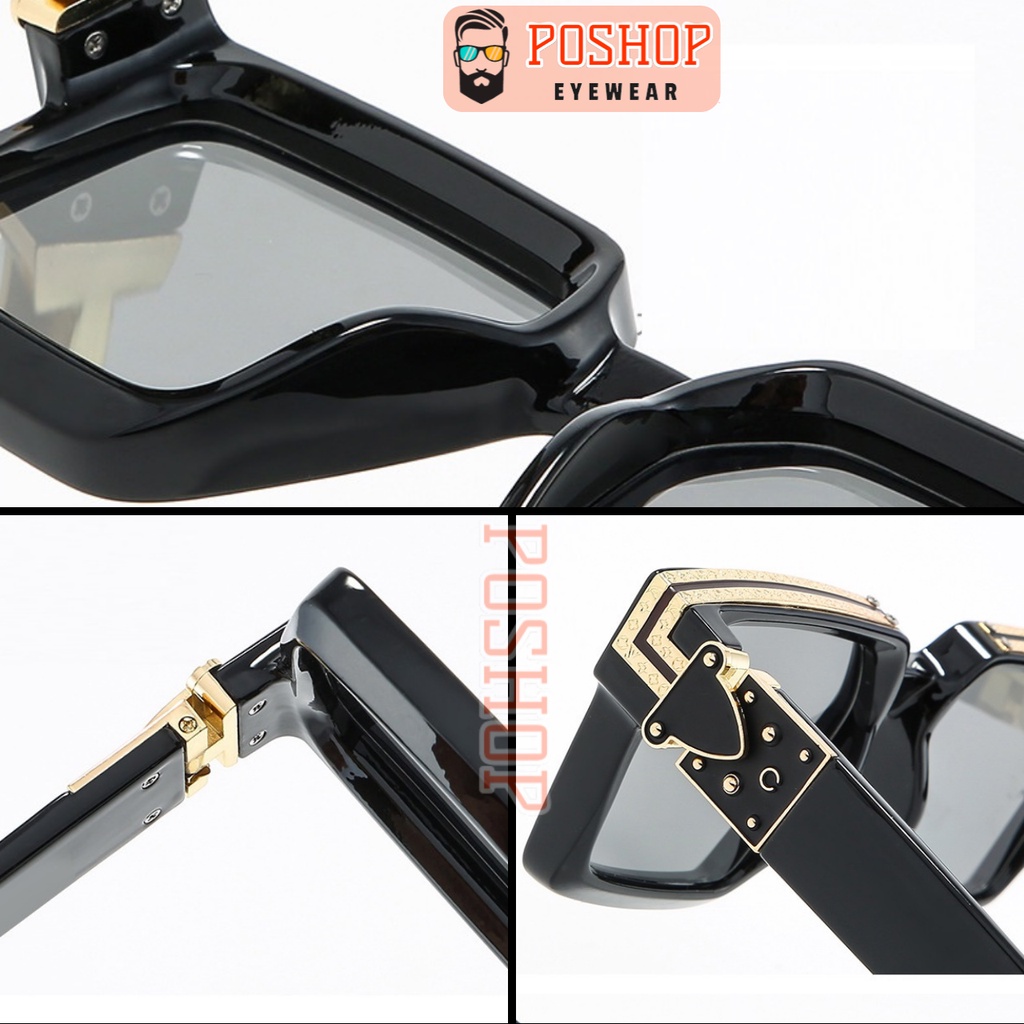 Kính râm nam nữ cao cấp POSHOP gọng to mắt vuông chống tia cực tím UV màu sắc tinh tế thời trang dễ đeo LV MILLIONAIRE