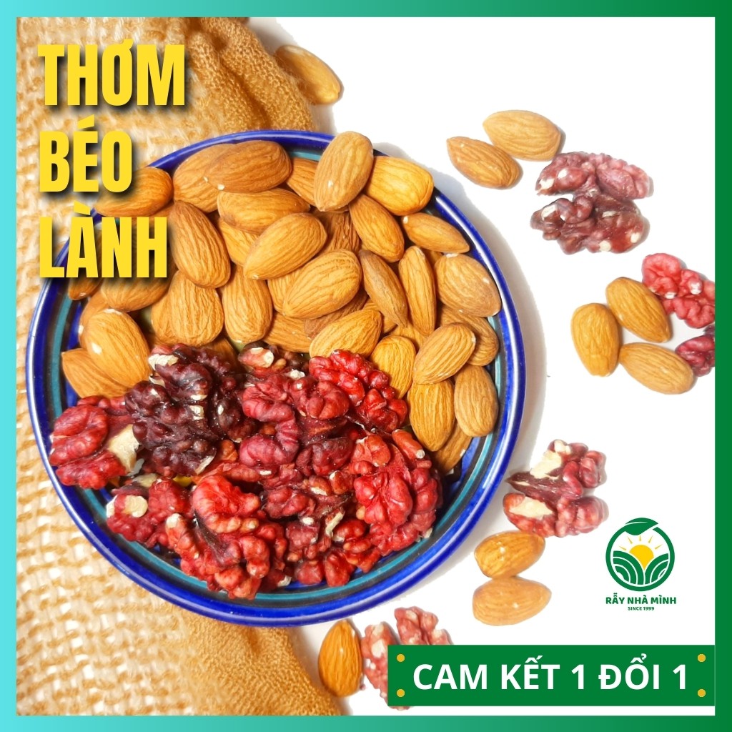 Hạt nấu sữa hạt cho bà bầu lợi sữa, cho bé. Hạt mix hạnh nhân, óc chó đỏ Mỹ 100g