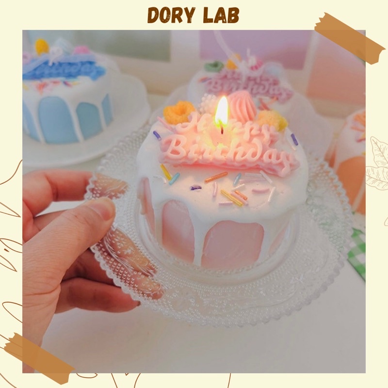Nến Thơm Bánh Sinh Nhật Happy Birthday Lớn Handmade, Quà Tặng Ý Nghĩa, Độc Đáo - Dory Lab