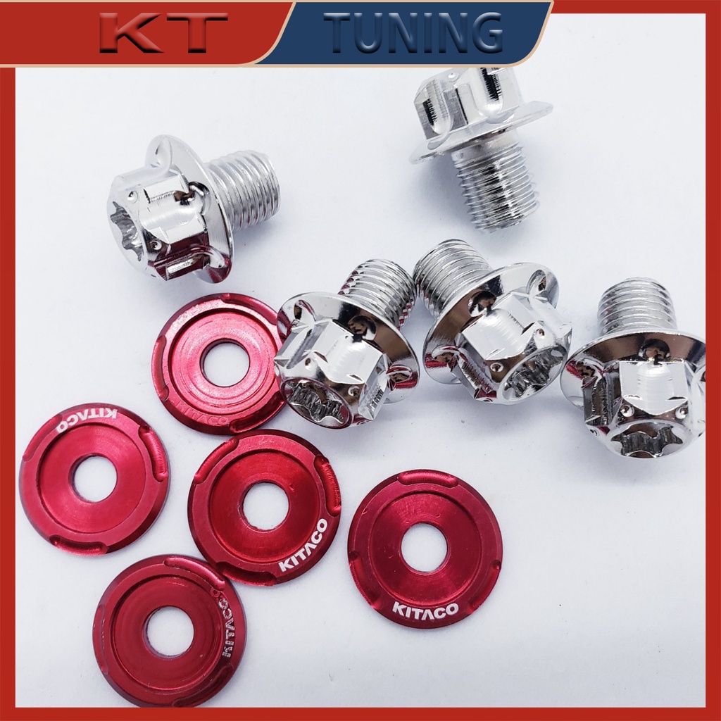 Ốc chân gương salaya Kèm lông đền đỏ 10li cao cấp gắn xe máy