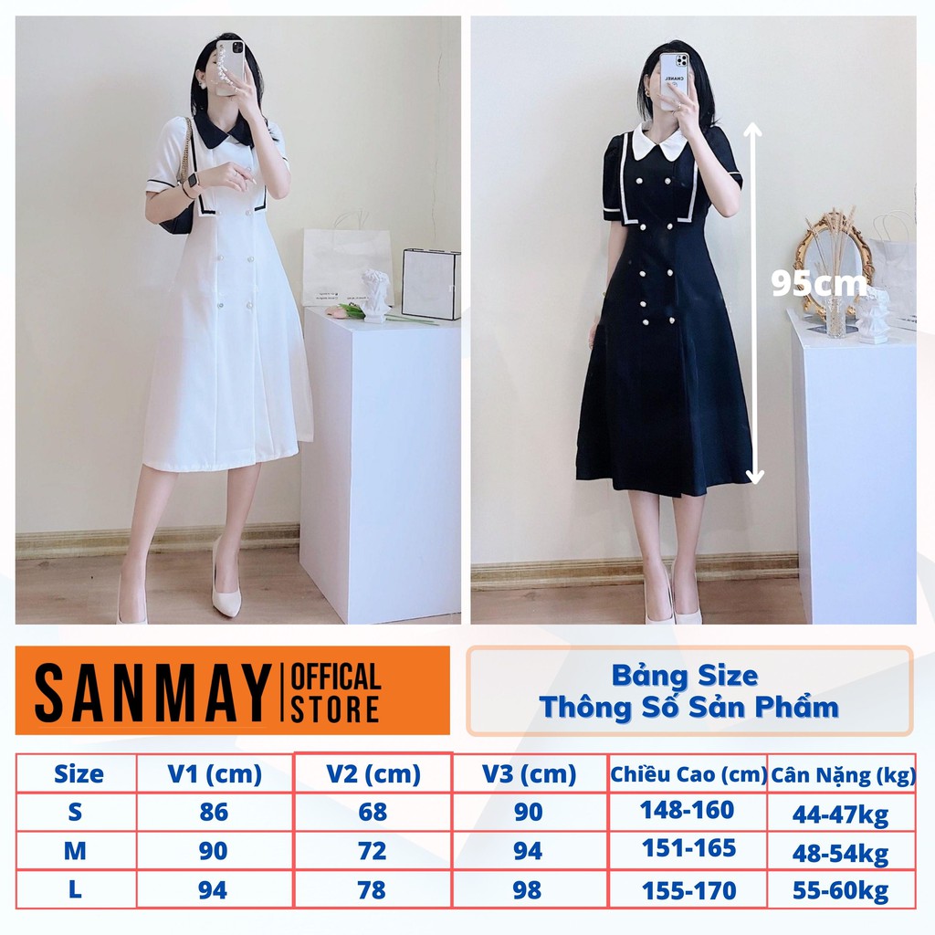 Váy Dự Tiệc Cổ Sơ Mi Nữ Đẹp SANJOLI Đầm Suông Công Sở Dáng Xòe Sang Trọng, Thanh Lịch VD023 | BigBuy360 - bigbuy360.vn