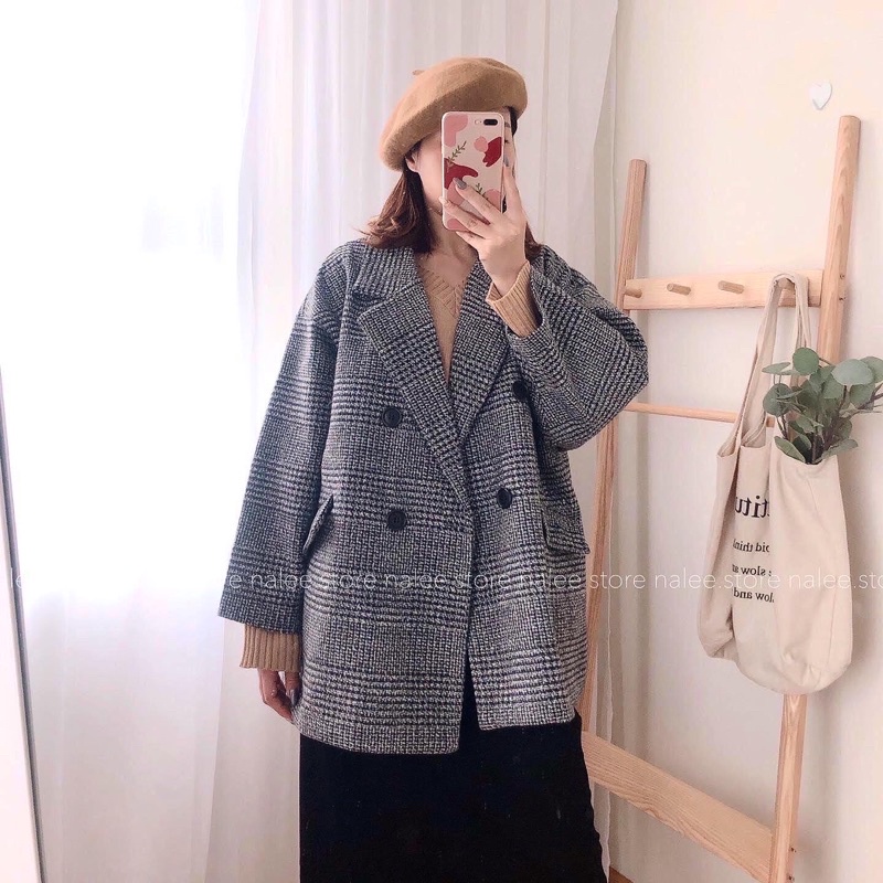 Khoác dạ kẻ dày dặn