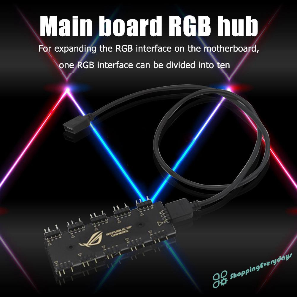 [ Hàng Hot ] Hub đồng bộ 10 cổng đèn RGB kèm dây cáp dành cho bo mạch chủ