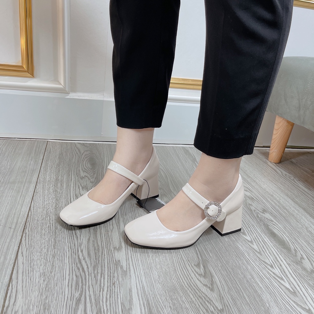 Giay 6p Gót vuông ZARA Mũi TRÒN Da Mềm Êm Fullbox Bill Túi Cao Cấp