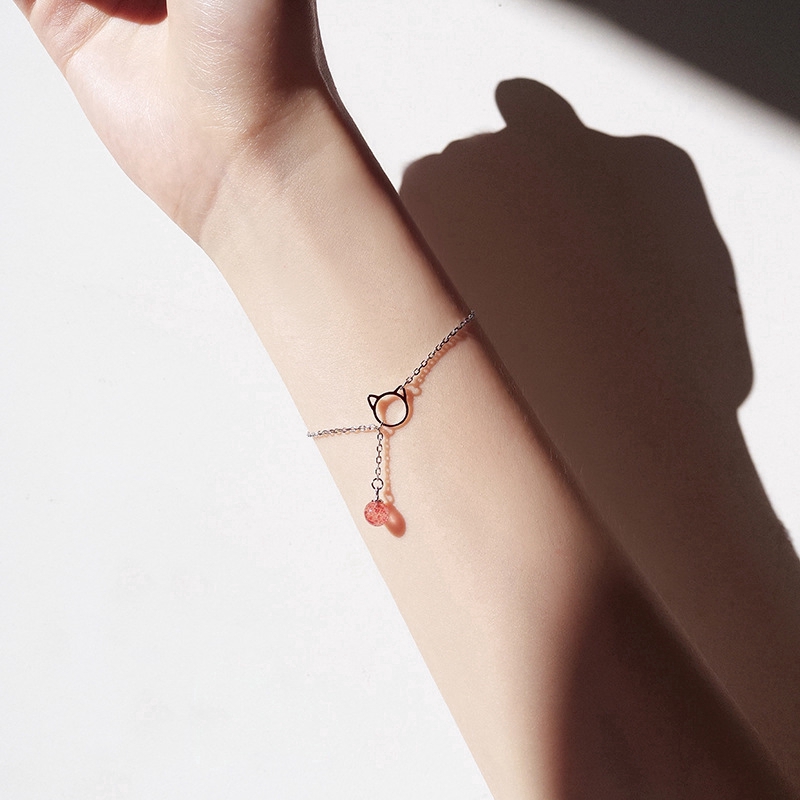 Vòng Tay Mạ Bạc Hình Mèo Đính Đá Thời Trang