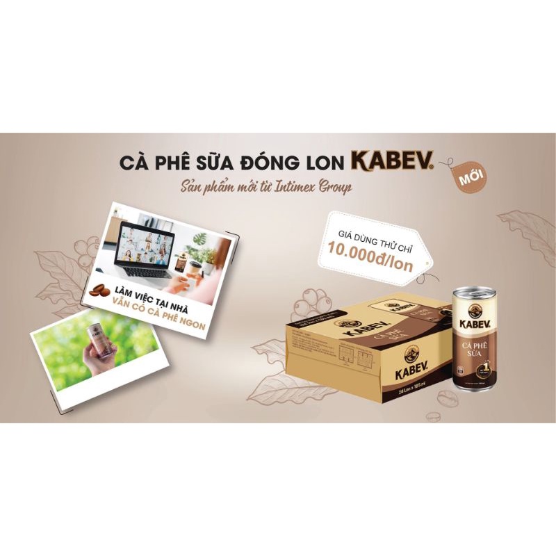 1 thùng 24 lon Cà phê sữa Kabev đóng lon tiện lợi, thơm ngon tuyệt vời. 185ml INTIMEX CONSUMER