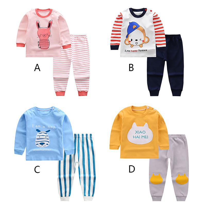 Bộ Pijama Dài Tay + Quần Dài Kẻ Sọc Cho Bé