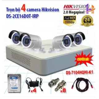 Trọn bộ 4 camera hikvision ds-2ce16b2-ipf 2.0mp và ds-7104hghi-f1 | camera full hd