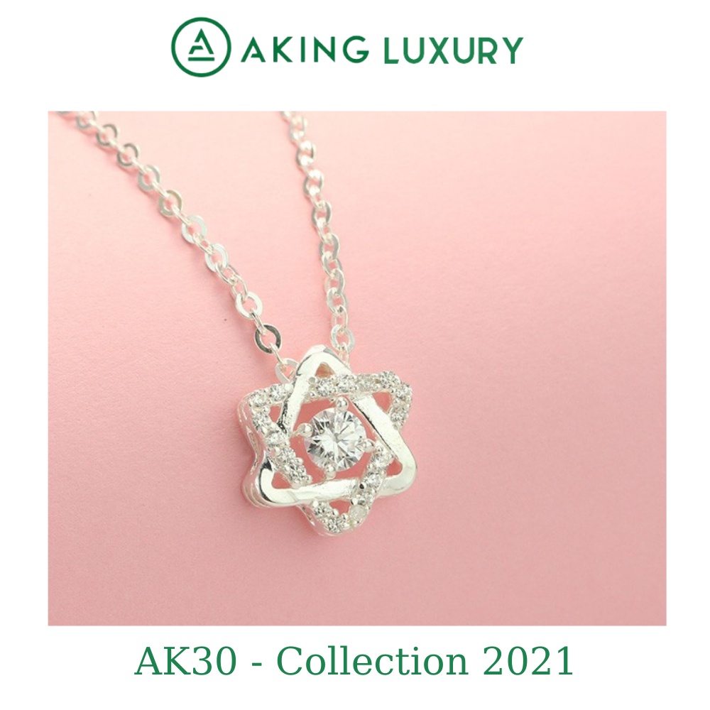 Dây chuyền nữ bạc AKING LUXURY AK20 - Vòng cổ bạc nữ đẹp đính đá họa tiết hình ngôi sao. Bộ sưu tập 2021