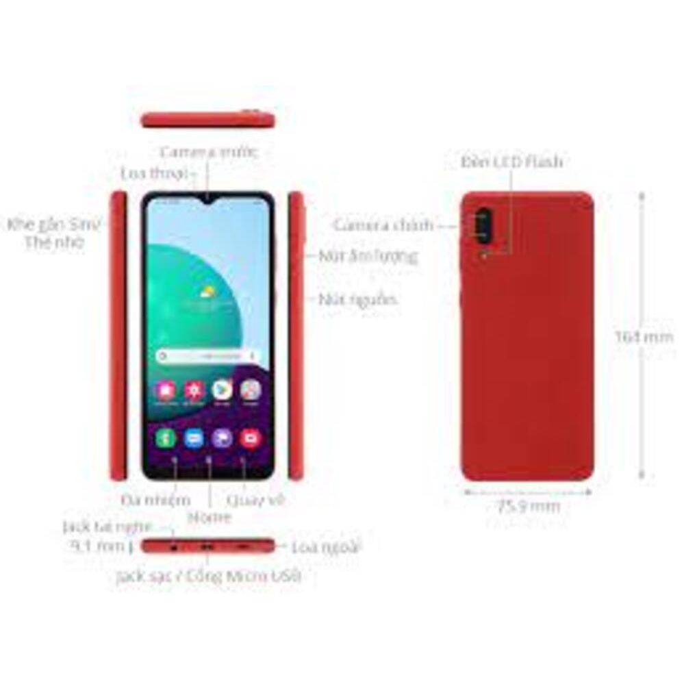 điện thoại Samsung Galaxy A02 Chính Hãng 2sim ram 3G/32G, Màn hình: PLS TFT LCD6.5&quot;HD+, Camera sau: Chính 13 MP &amp; Phụ 2