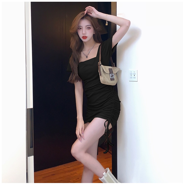 Đầm Body Cổ Vuông Hè FORUI Tay Ngắn Có Dây Rút Điều Chỉnh Được Độ Dài Siêu Xinh, Váy Mặc Đi Chơi - RANSHI RBD020
