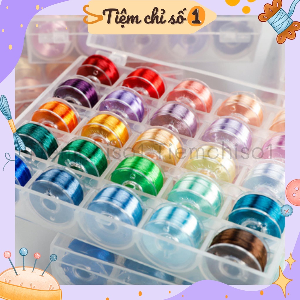 Hộp 25 cuộn chỉ tơ bóng Tô Châu
